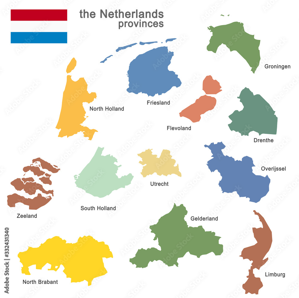 country the Netherlands colored - obrazy, fototapety, plakaty 