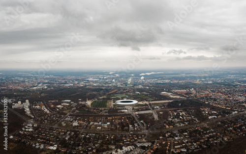 aerial photo of West part of Berlin with Olympic Stadium