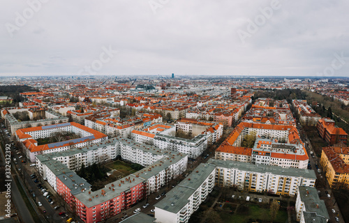 aerial photo of big lving houses in Berlin