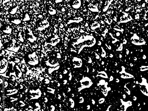 Black and white pattern of Raindrops silhouette on white background. Vector