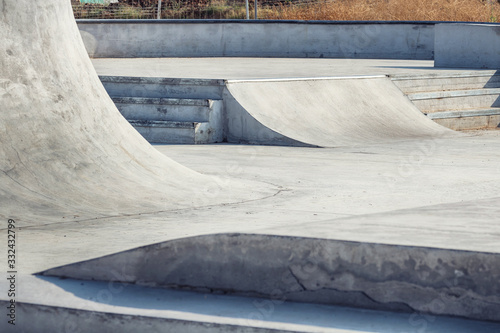 Skate park. Close up of some obstacles in a skate park.