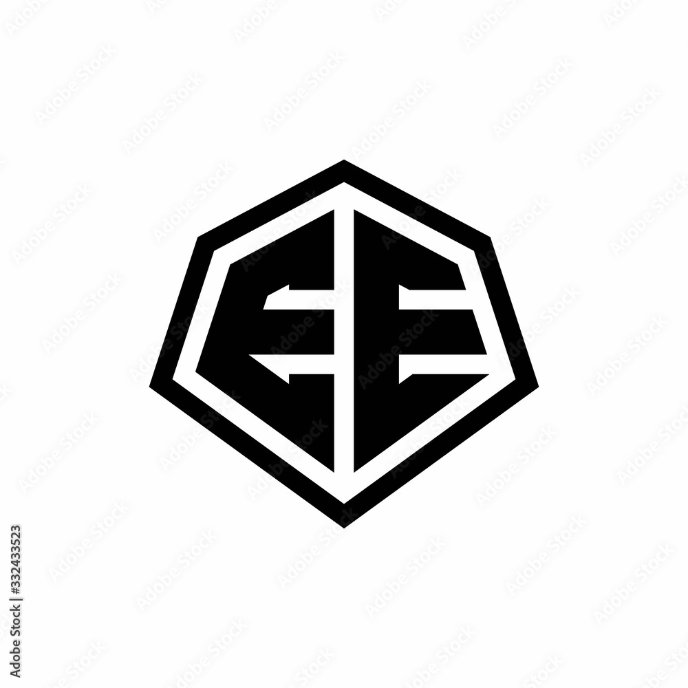 EE monogram logo with hexagon shape and line rounded style design template EE monogram logo with hexagon shape and line rounded style design template