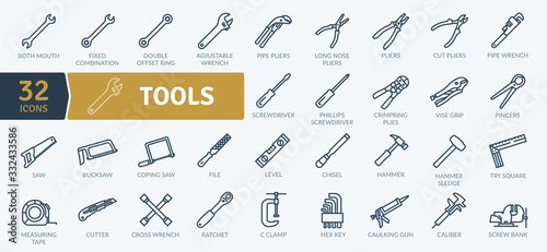 Tools Icons. Line icons collection set. Simple vector icons