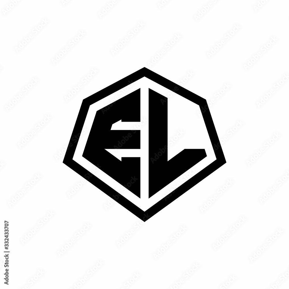 EL monogram logo with hexagon shape and line rounded style design template EL monogram logo with hexagon shape and line rounded style design template
