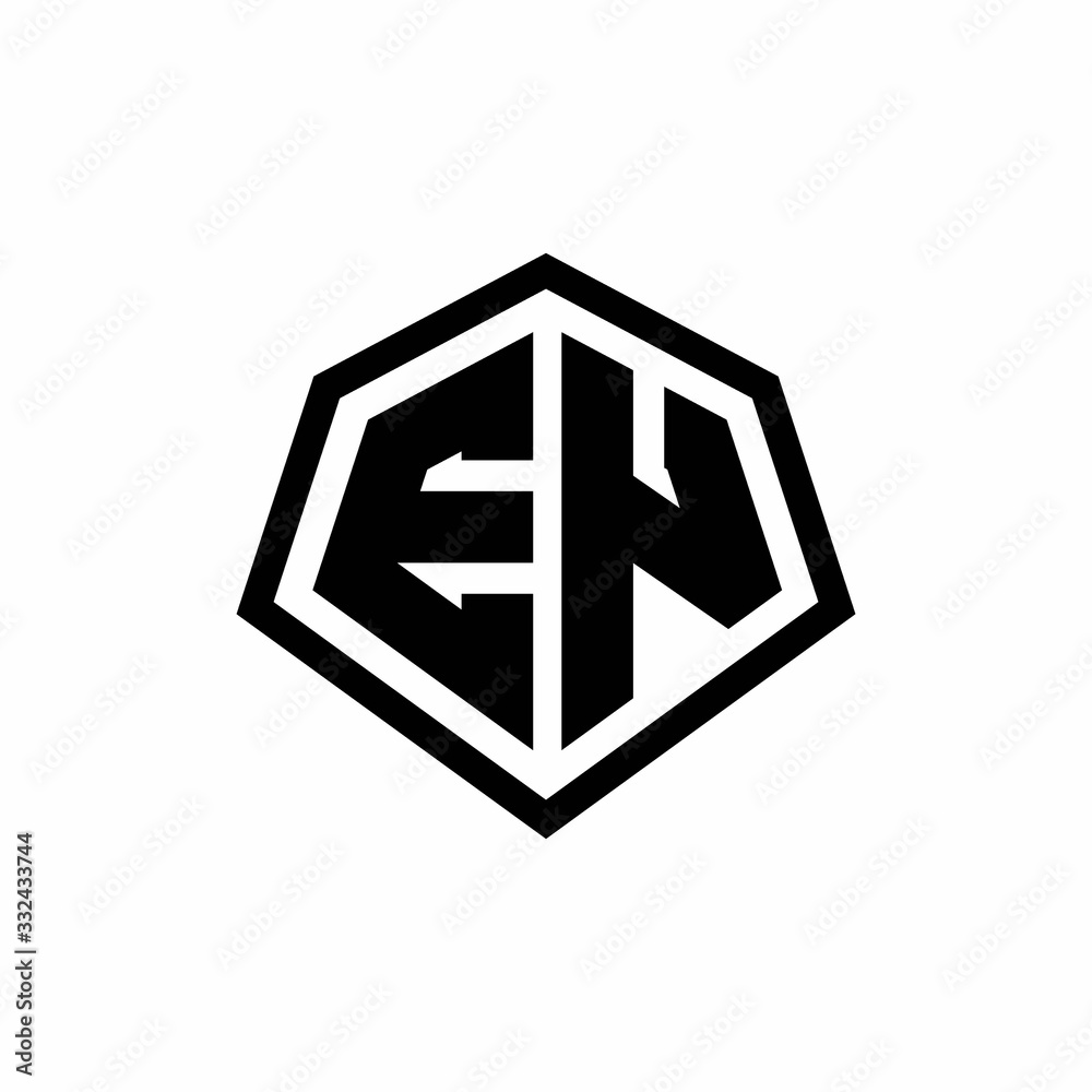 EN monogram logo with hexagon shape and line rounded style design template EN monogram logo with hexagon shape and line rounded style design template