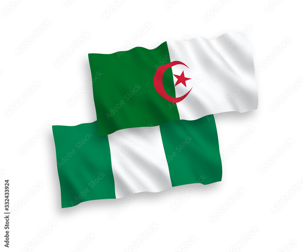 Obraz premium Flags of Algeria and Nigeria on a white background