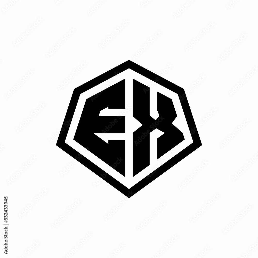 EX monogram logo with hexagon shape and line rounded style design template EX monogram logo with hexagon shape and line rounded style design template