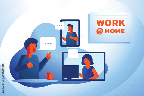 video conference from home vector illustration