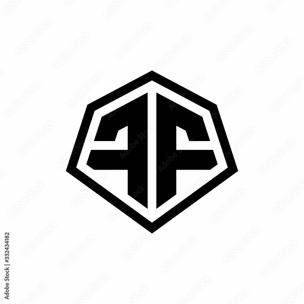 FF monogram logo with hexagon shape and line rounded style design template FF monogram logo with hexagon shape and line rounded style design template