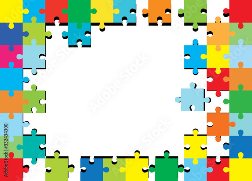 Pieces of colorful puzzles (mosaic) in disassembled form. Team, connection, merge.