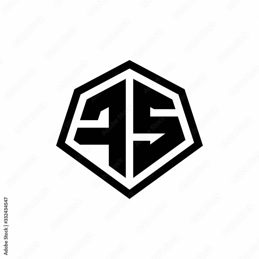 FS monogram logo with hexagon shape and line rounded style design template FS monogram logo with hexagon shape and line rounded style design template