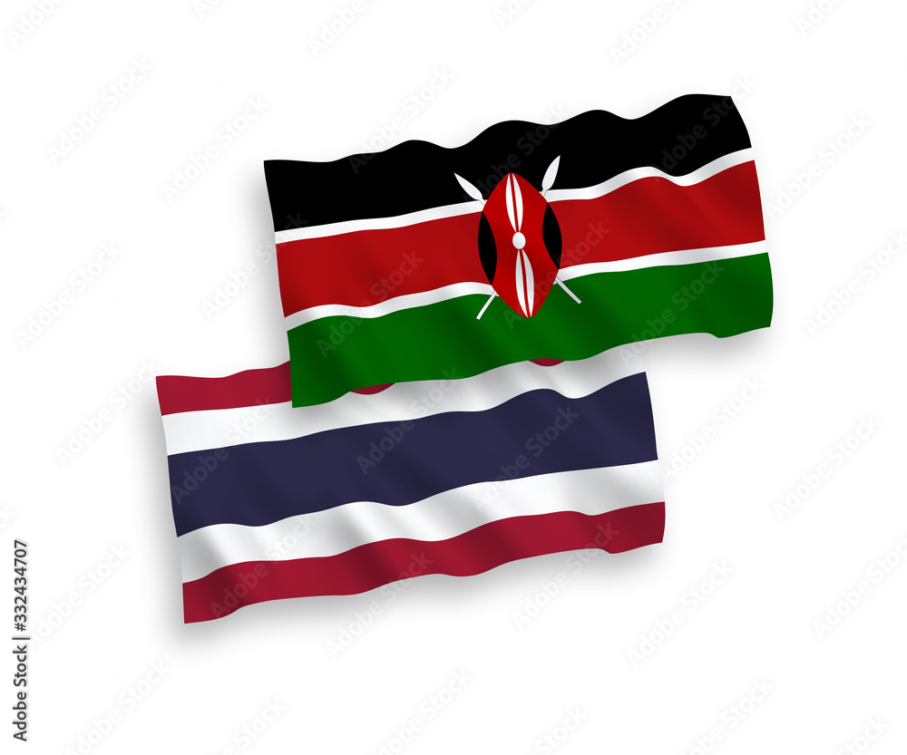 Flags of Kenya and Thailand on a white background Flags of Kenya and Thailand on a white background