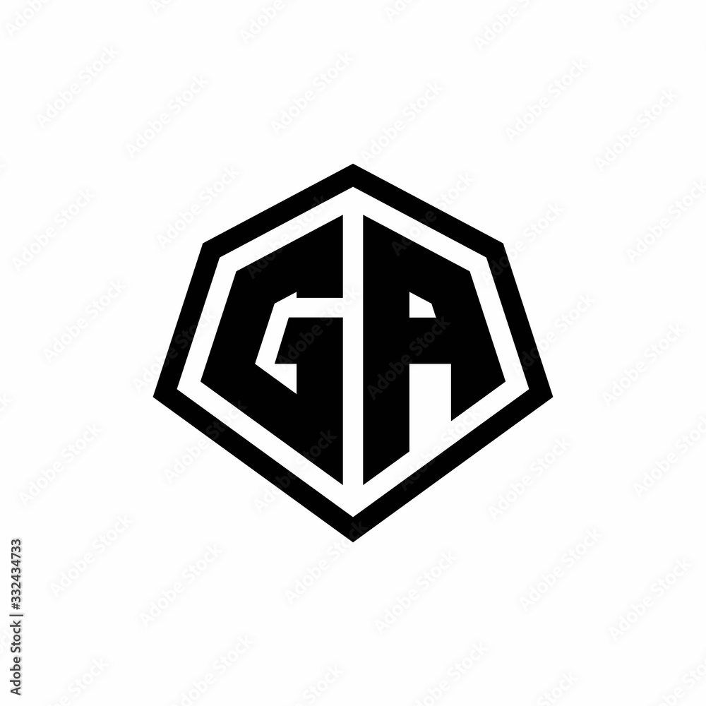 GA monogram logo with hexagon shape and line rounded style design template GA monogram logo with hexagon shape and line rounded style design template