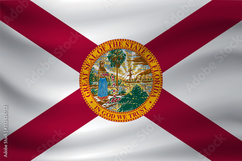 Waving flag of Florida. Vector illustration