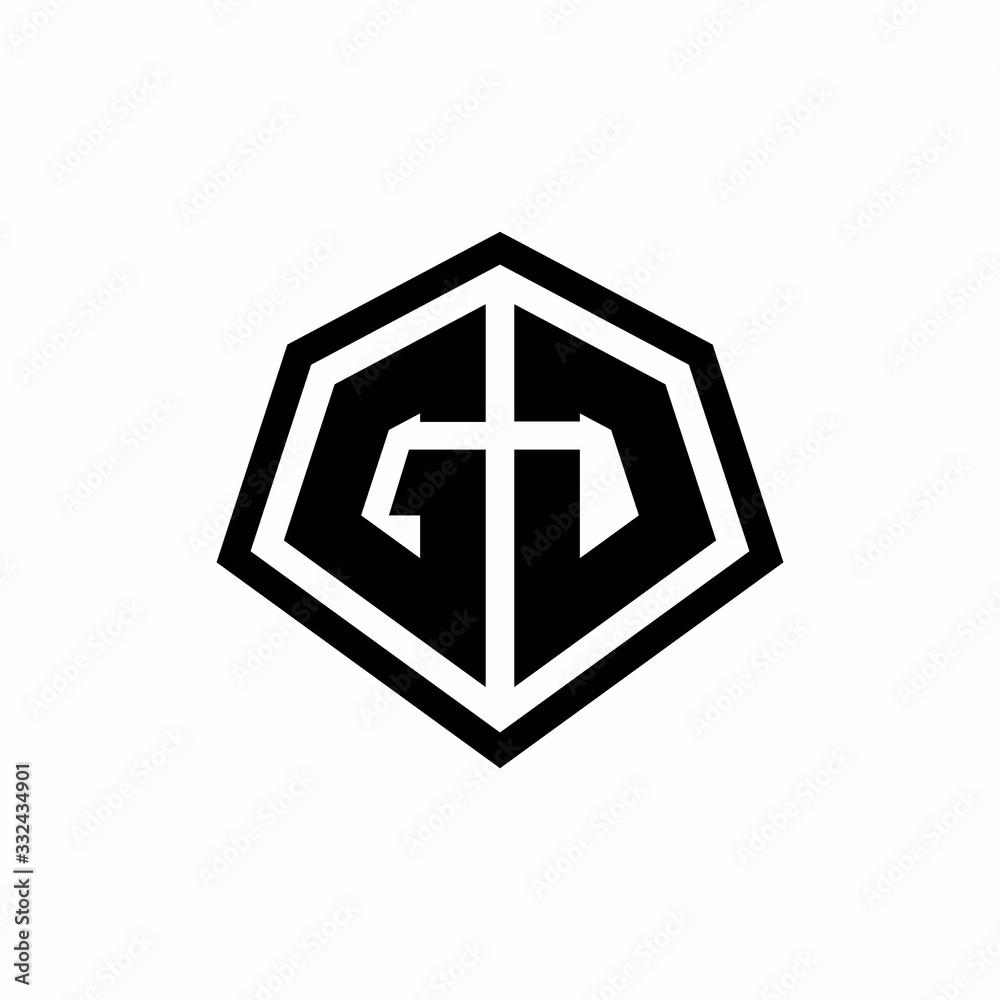 GJ monogram logo with hexagon shape and line rounded style design template GJ monogram logo with hexagon shape and line rounded style design template