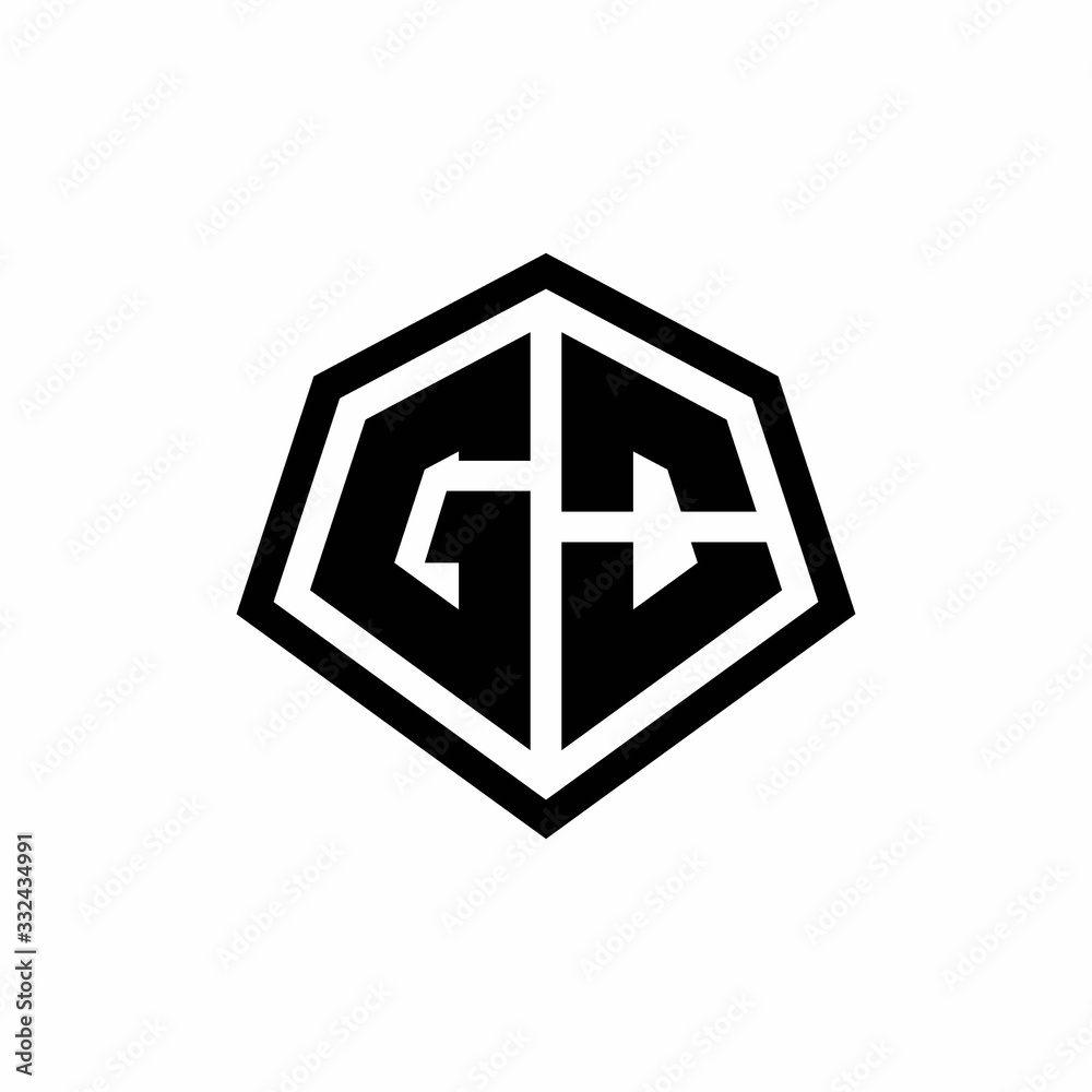 GO monogram logo with hexagon shape and line rounded style design template GO monogram logo with hexagon shape and line rounded style design template