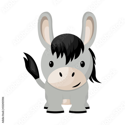 Cartoon cute little baby donkey, vector illustration