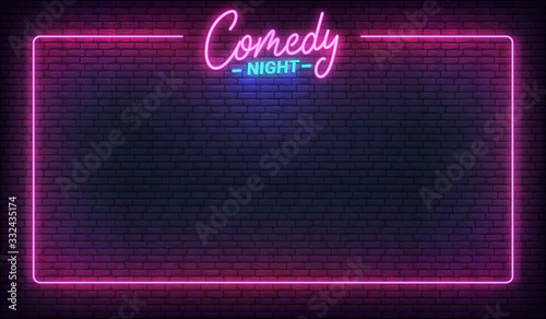 Fotografiet Comedy night neon template