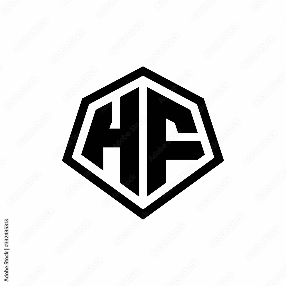 HF monogram logo with hexagon shape and line rounded style design template HF monogram logo with hexagon shape and line rounded style design template
