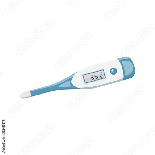 Cartoon blue digital thermometer, vector illustration