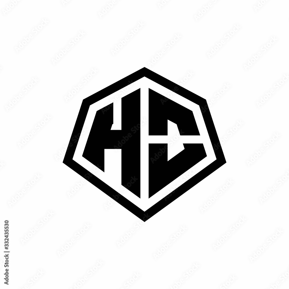 HO monogram logo with hexagon shape and line rounded style design template HO monogram logo with hexagon shape and line rounded style design template