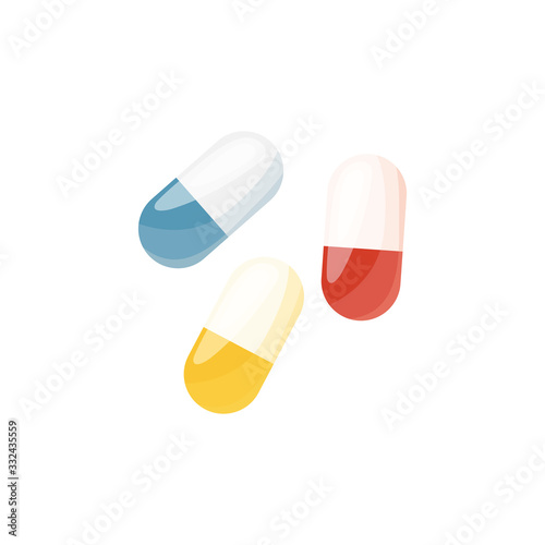 Cartoon medication pills, vector illustration