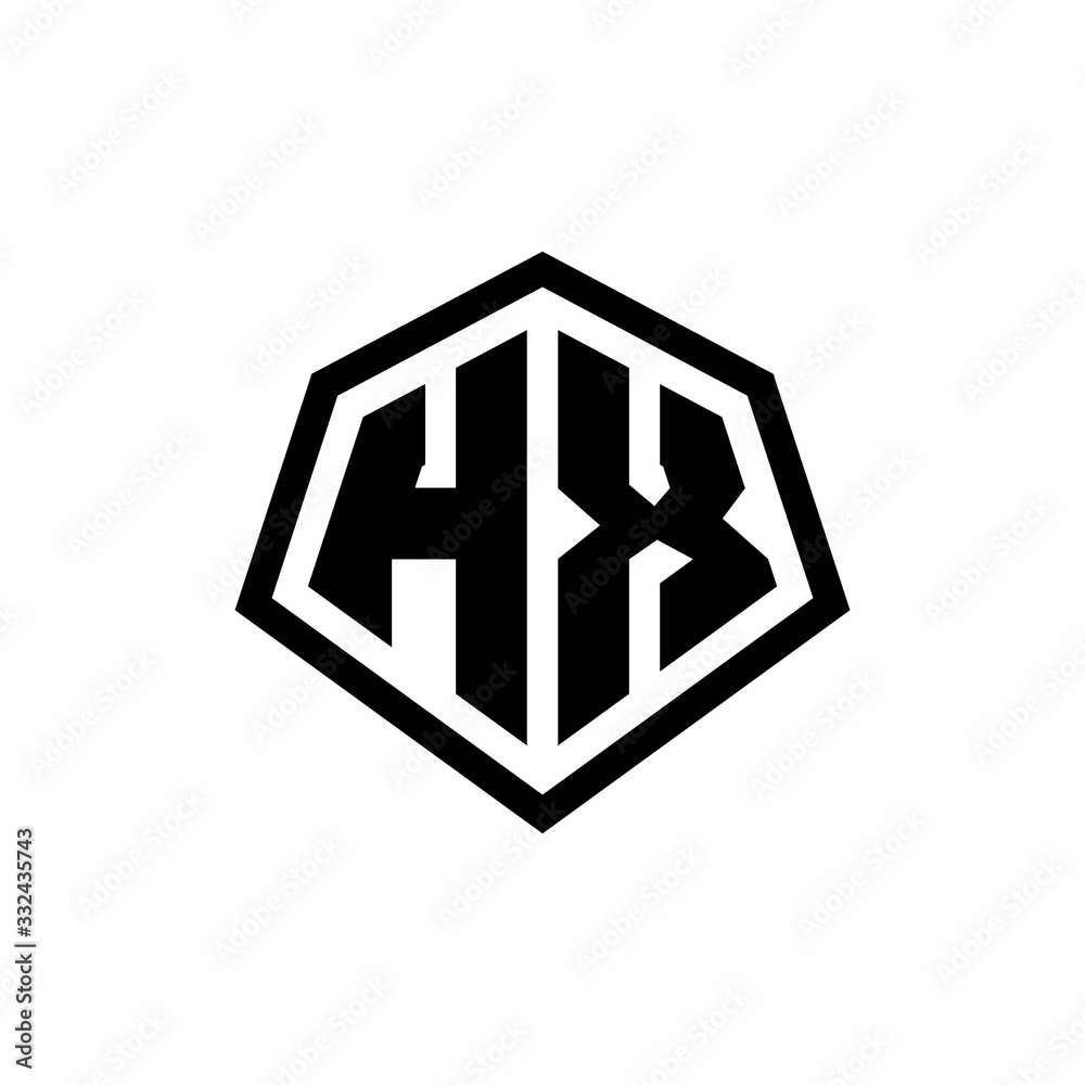 HX monogram logo with hexagon shape and line rounded style design template HX monogram logo with hexagon shape and line rounded style design template