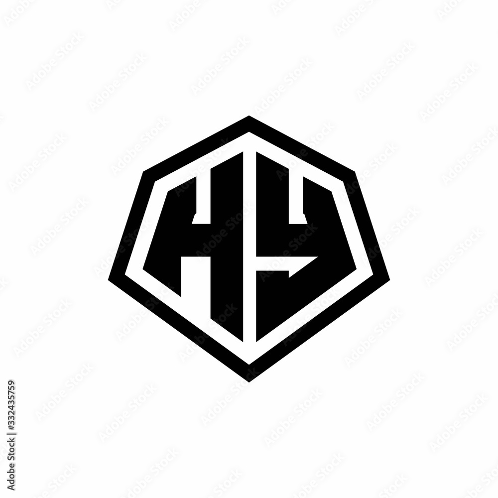 HY monogram logo with hexagon shape and line rounded style design template HY monogram logo with hexagon shape and line rounded style design template