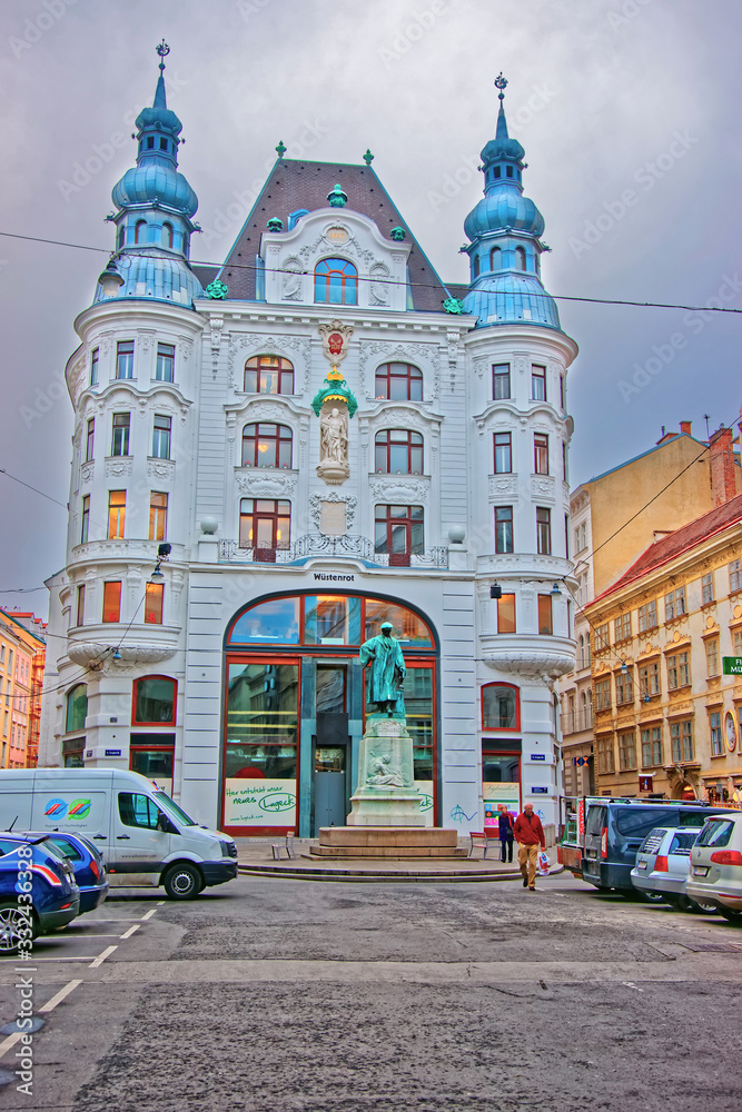 Johannes Gutenberg statue at old town of Vienna