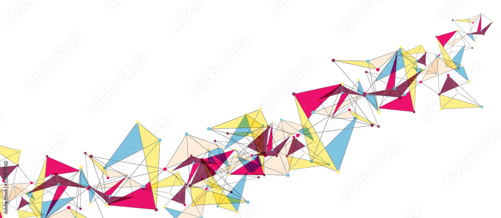 Obraz premium Line points connections, triangular technology design. Abstract geometric background