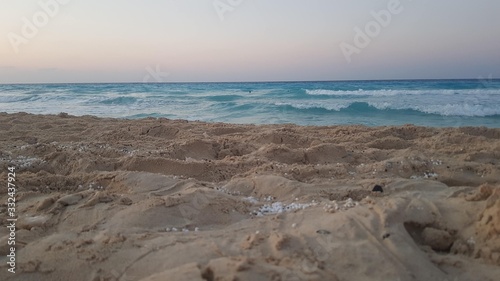 Sun set on the beach in Egypt north coast / dahab / hurgada / sharm el sheikh / taba / alexandria - best place for vacation under umbrella - holiday relaxation beach sand inspiration happiness tan.