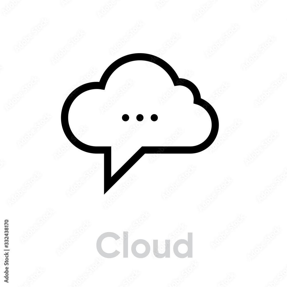 Cloud message social icon. Editable Vector Outline. Cloud message social icon. Editable Vector Outline.