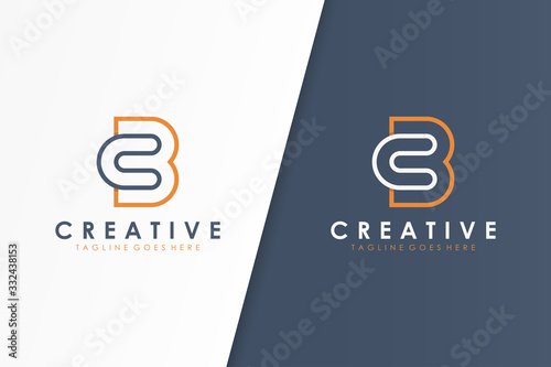 Initial Letter C and B Logo Line Linked. Flat Vector Logo Design Template Element.