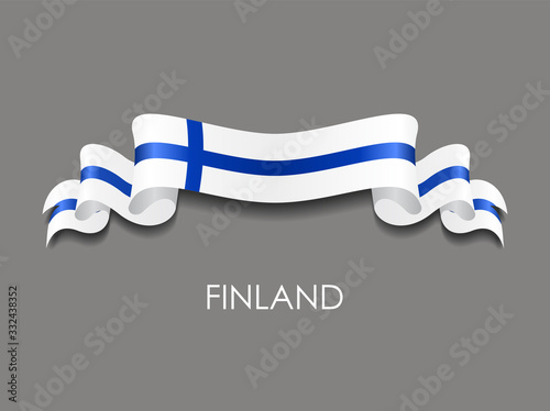 Finnish flag wavy ribbon background. Vector illustration.
