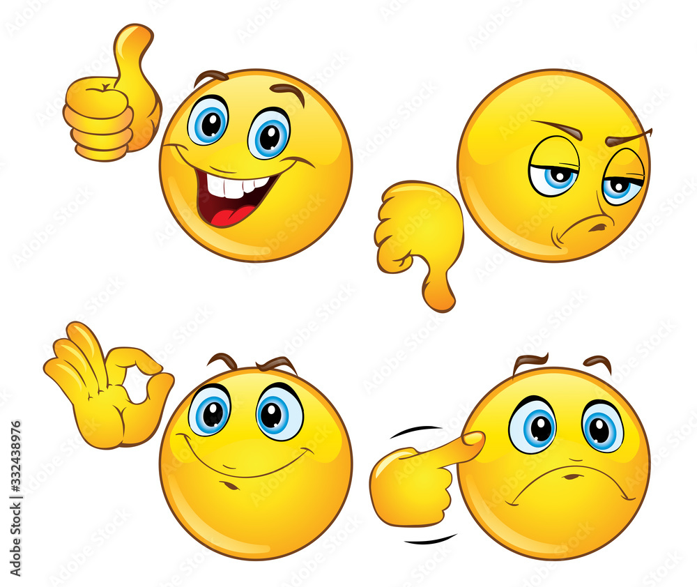 Set Of Beautiful Emoticons With Hand Gestures Emoji Icons Positive Set Of Beautiful Emoticons With Hand Gestures Emoji Icons Positive