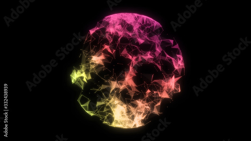 3D rendering of an abstract globe, sphere in space in the form of plexus