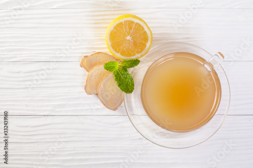 Ginger and lemon fresh cocktail, immunotherapy drink
