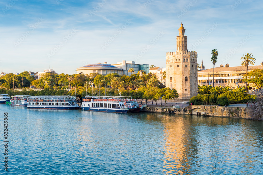 Naklejka premium The Torre del Oro tower in Seville, Spain.