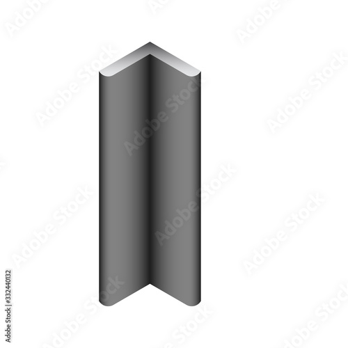 Steel product icon. L chanel profile shape. That alloy of iron from steel production industry and metallurgy used as beam, bar, frame, girder, structure in engineering, construction building material.