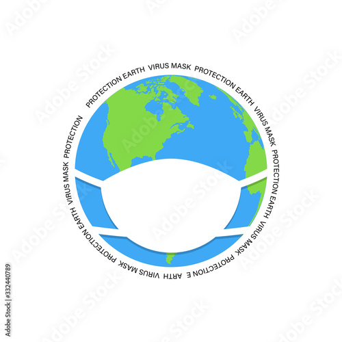 Coronavirus Protection for earth. Mask for Earth. Hygiena concept. Clear and protection earth. Vector illustration