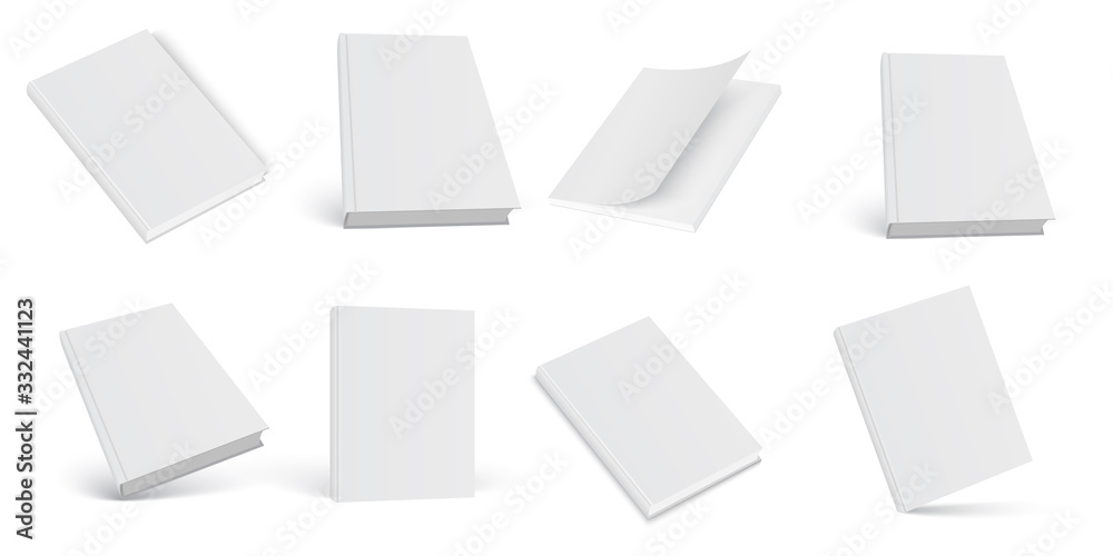 Set of 3d mock up open and closed books on white background. Vector. Set of 3d mock up open and closed books on white background. Vector.