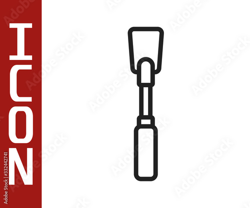 Black line Leather whip icon isolated on white background. Fetish accessory. Sex toy for adult. Vector Illustration
