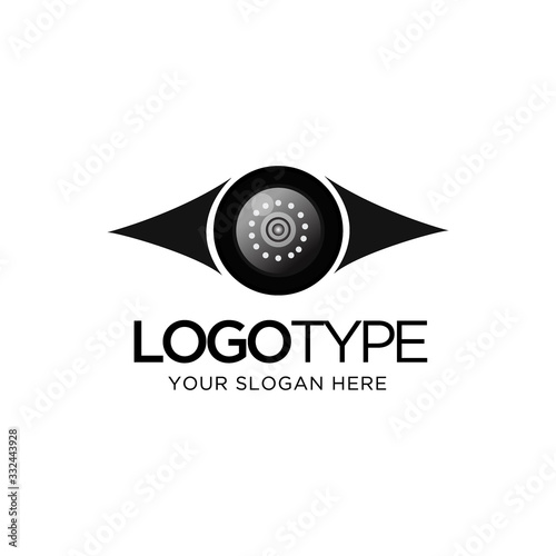 camera security logo design template icon