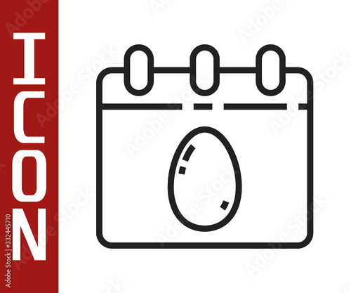 Black line Calendar with Easter egg icon isolated on white background. Spring Christian Holiday symbol. Vector Illustration