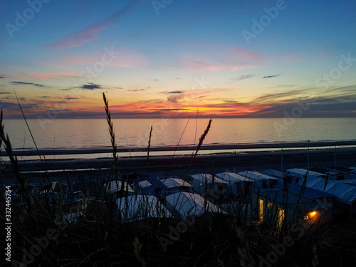 Sunset sky at the beach of Zandvoort aan Zee, Netherlands