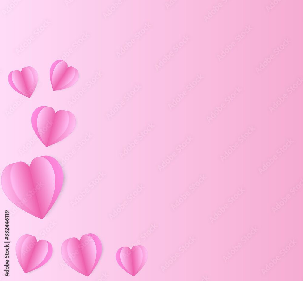 Pink hearts  design on beautiful background  