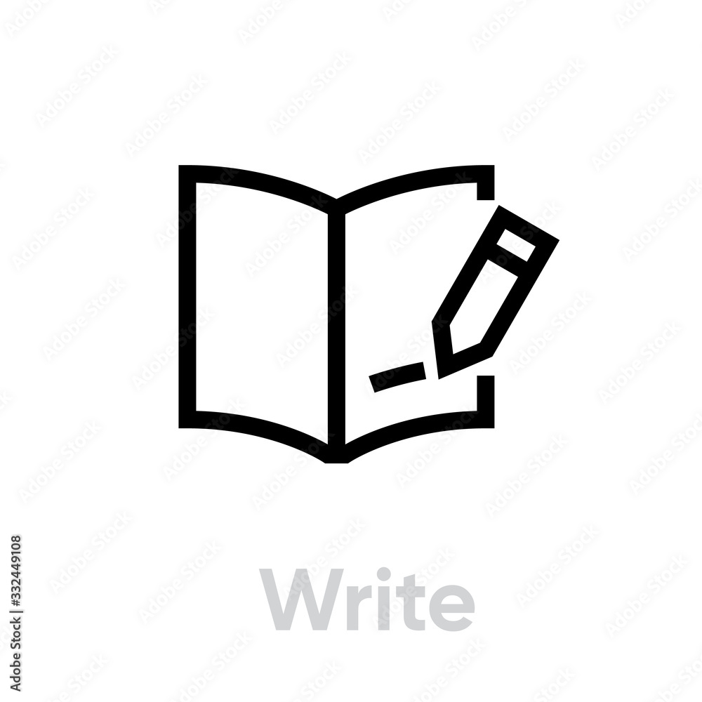 Write book read icon. Editable line vector. Write book read icon. Editable line vector.