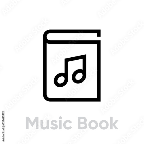 Music book icon. Editable line vector.