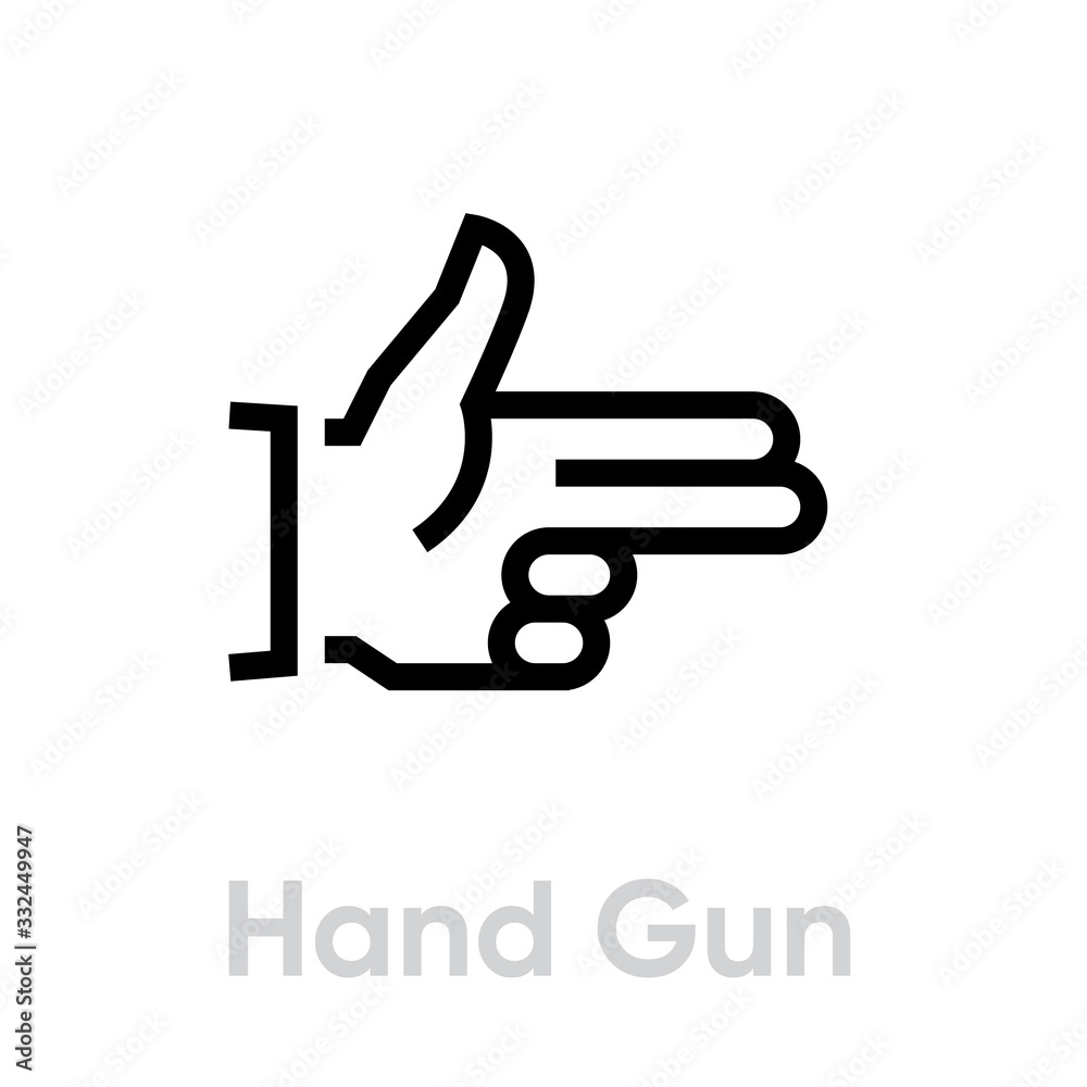 Hand gun shot icon. Editable line vector. Hand gun shot icon. Editable line vector.