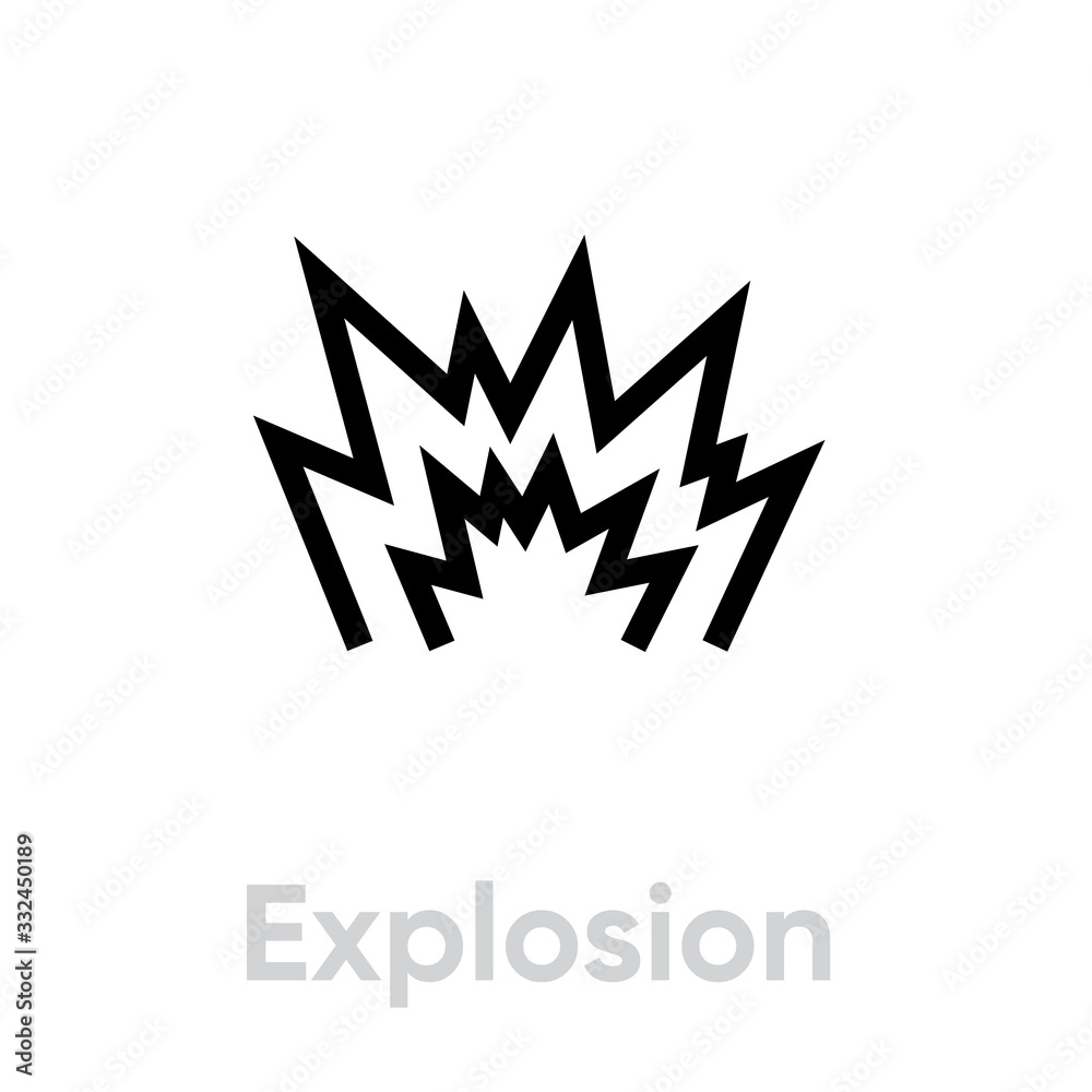 Explosion gun shot icon. Editable line vector. Explosion gun shot icon. Editable line vector.